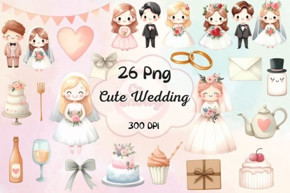 Charming Watercolor Wedding Clipart for Your Creative Projects