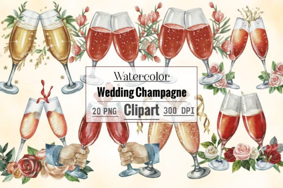 Effortless Elegance: Integrating Champagne Watercolor Clipart