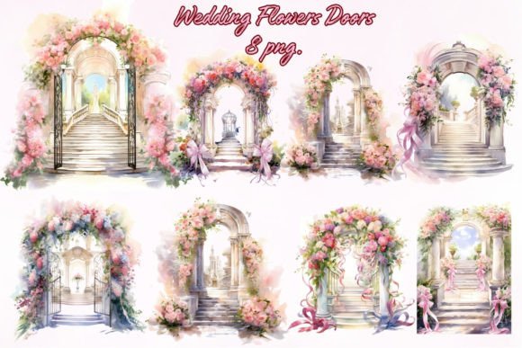 Enchanting Wedding Flowers Doors Clipart for Creative Projects
