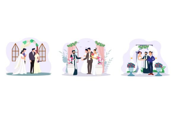 Kind of Wedding Event Flat Design: A Modern Design Asset