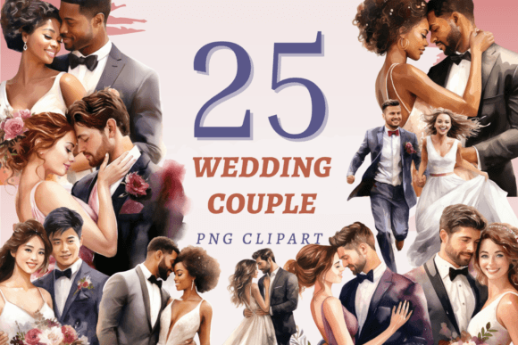 Wedding Couple PNG Bundle: 25 High-Quality Designs for Projects