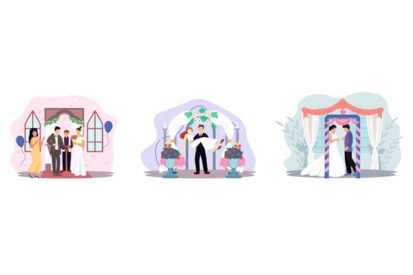 Wedding Perfect Moment Flat Design: Modern Elegance for Every Project